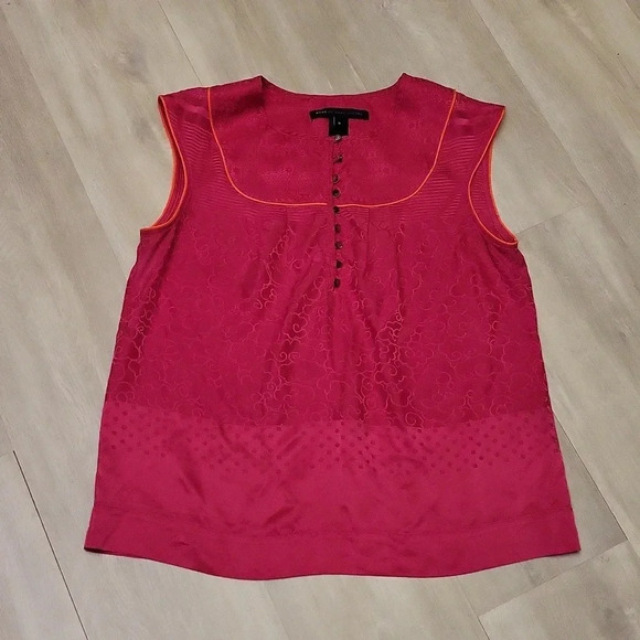🛍Marc By Marc Jacobs Magenta Silk Sleeveless Floral Print Womens‎ Blouse Size M - Picture 1 of 8